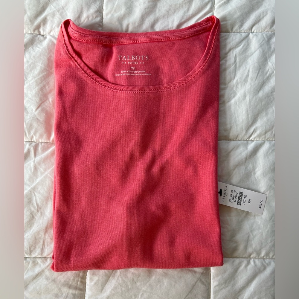 NWT Talbots classic cotton short sleeve tee size MP coral